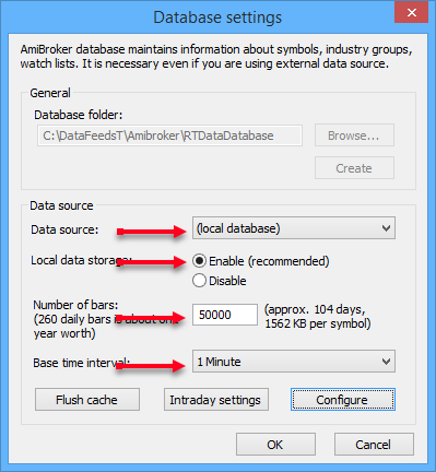 amibroker database settings